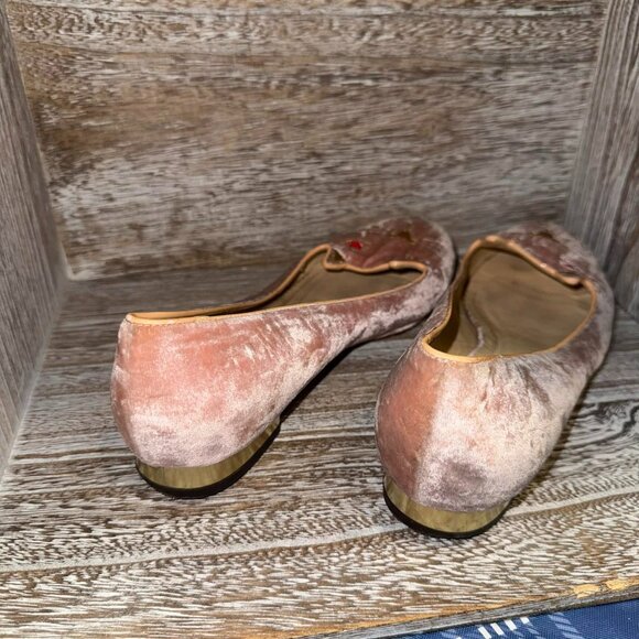 Charlotte Olympia Blush Pink Velvet Cat Kitty Loafer Flats - Picture 3 of 9